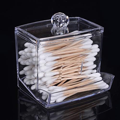 MJCSNH Estuche organizador de maquillaje acrílico algodón bastoncillos soporte caja transparente almacenamiento estuche cosmético (Color