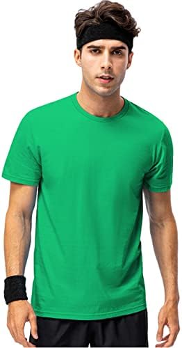 Erkek yumuşak streç pamuk nefes atletik egzersiz spor kısa kollu Tee T-Shirt