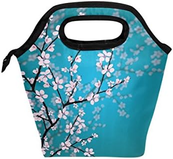 Floransa Japon Sakura Çiçekler Kiraz Çiçeği Soğutucu Sıcak Kılıfı Öğle Çanta Lunchbox İçin Okul Çalışma Taşınabilir Yemek Çanta Gıda