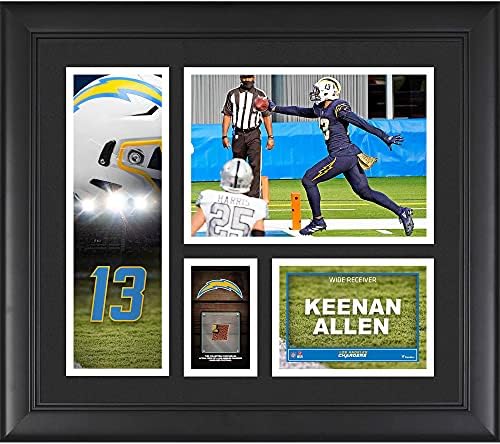 Keenan Allen Los Angeles Chargers, 15 x 17 Oyuncu Kolajını Bir Parça Oyun Kullanılmış Futbolla Çerçeveledi-NFL Oyunu Kullanılmış Futbol