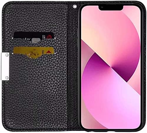EEOMOik Cüzdan Kılıf Apple iPhone 14 Artı (2022) 6.7 inç, Lychee Desen Deri Manyetik Kapak Folio Standı Telefon Kapak ile Kart Tutucu
