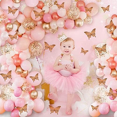 150 adet Gül Altın Pembe Kelebek Balon Garland Kemer Kiti Tema Bebek Duş Doğum Günü Bekarlığa Veda Partisi Süslemeleri Kız Kadınlar