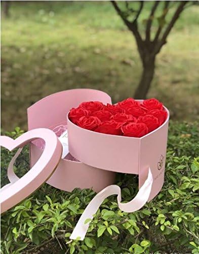 JDCMYK Hreat Şekil Kutusu PVC Şeffaf Kapak Çiçekçi Ambalaj Çiçek Kutusu, Düğün Parti Dekorasyon Çiçek Dahil Değildir (Kırmızı)