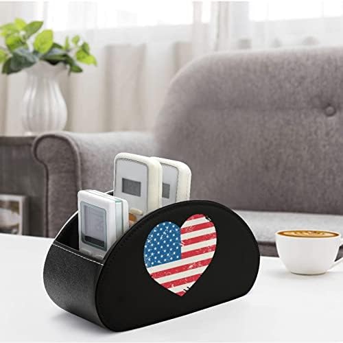 ABD Amerika Retro Kalp Bayrağı TV Uzaktan Kumanda Tutucu masa üstü organiser saklama kutusu Kozmetik Ofis Malzemeleri