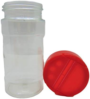 Kırmızı Kapaklı Büyük 8 OZ Şeffaf Plastik Baharat Konteyneri Şişe Kavanozu-Dökme ve Değiştirici Çalkalayıcılı 1 Kapaklı Kapak Seti.