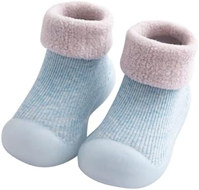 Sıcak Örgü Bebek Terlik Kauçuk Çorap Erkek Taban Kızlar Katı Çorap bebek ayakkabısı Çocuklar Yumuşak Bebek Yürümeye Başlayan Mary Jane