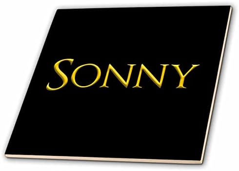 Amerika'da 3dRose Sonny popüler erkek bebek adı. Siyah tılsımlı hediye üzerine sarı - Fayans (ct_354558_1)