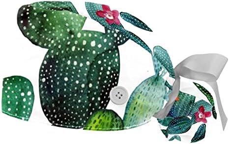 Karikatür Tilki Çalışma Kapağı Düğme ve Ter Bandı, 2 Paket Yeniden Kullanılabilir Cerrahi Cerrahi Şapkalar At Kuyruğu Tutucu, Çok Renkli