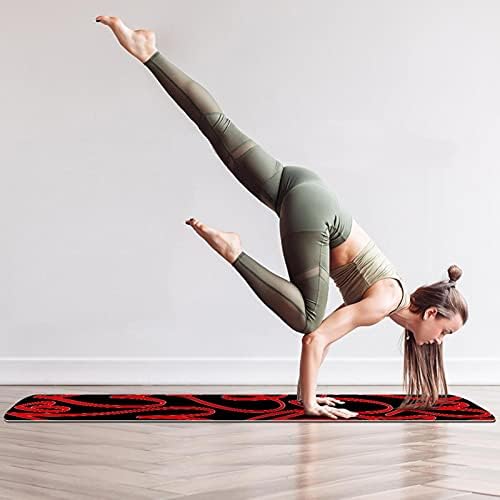 Yoga Mat Siyah Kırmızı Aşk Kalpler Desen Çevre Dostu Kaymaz fitness egzersiz matı Pilates ve Zemin Egzersizleri