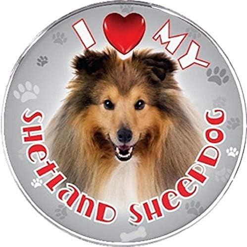 ıLeesh Shetland Çoban Köpeğimi Seviyorum Yansıtıcı Çıkartma, Kahverengi