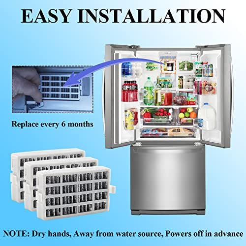Whirlpool Kenmore Buzdolabı için W10311524 AİR1 Buzdolabı Taze Akışlı Hava Filtresi Yedeği, 3'lü Paket, Beyaz