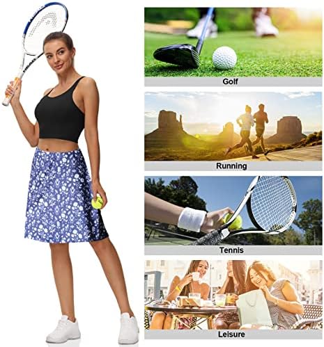 Caisuedawn Çiçek Diz Boyu Skorts Etekler Kadınlar için Tenis Mütevazı Atletik Etekler 5 Cepler Golf Spor Egzersiz