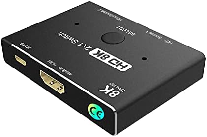 RENSLAT Switcher HDMI 2.1 Uyumlu 2 ın 1 Out Ultra Hızlı 48Gbps Anahtar Adaptörü HDTV Projektör için Anahtar Düğmeli (Renk: Gösterildiği