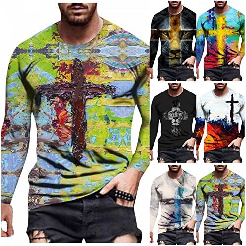 XXBR Erkek Yenilik T-Shirt Uzun Kollu İsa Çapraz İnanç Rahat Spor Tee Moda Hıristiyan Çapraz Grafik Baskı Üstleri Hoodies kapüşonlu
