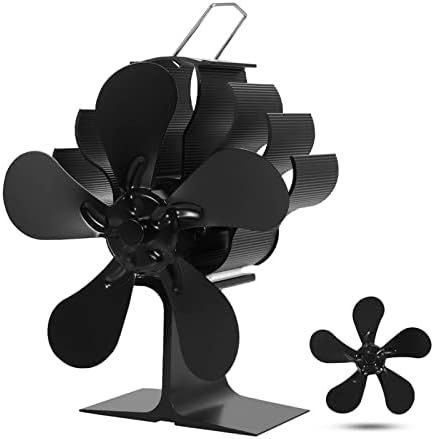 Uongfi 5-İsı Powered Soba Fan ahşap kütük Brülör Şömine Sessiz Fan ısıtıcı Aracı Verimli ısı Dağılımı Isı Fanı (Renk : 5 Bıçak)