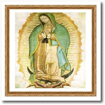 3dRose ht_60684_1 Beyaz Malzeme için ısı transfer Kağıdına Guadalupe Demir Meryem Ana'nın Resminin Fotoğrafı, 8'e 8 inç