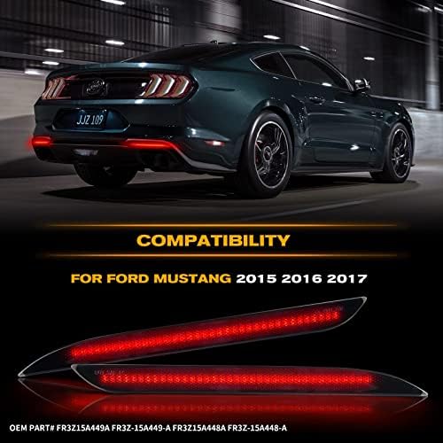POPMOTORZ Füme Lens 72 SMD LED Arka Tampon Reflektör ışıkları 2015-2017 Ford Mustang ile Uyumlu, Kırmızı Uzun Huzmeli ve Kısa Huzmeli