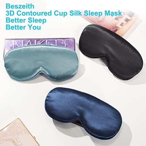 Beszeith 22 Momme Dut İpek Uyku Maskesi için Kadın Erkek, 3D Konturlu Fincan Göz Maskesi için Uyku ,Körü Körüne, Ayarlanabilir Kayış,
