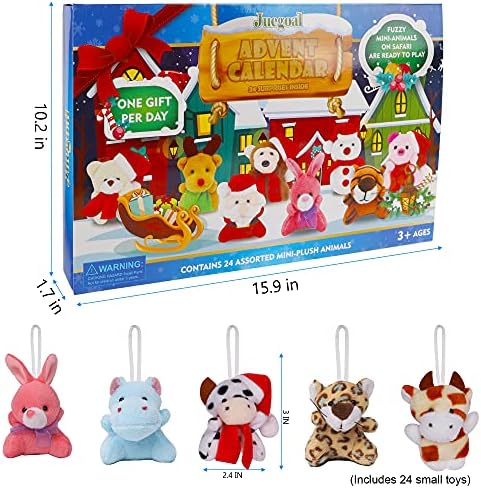 Juegoal 24 Paket Mini Hayvan peluş oyuncak Seti, Doldurulmuş Hayvan Anahtarlık Seti, Noel Advent Takvimi, Çeşitler Çocuklar Sevgililer