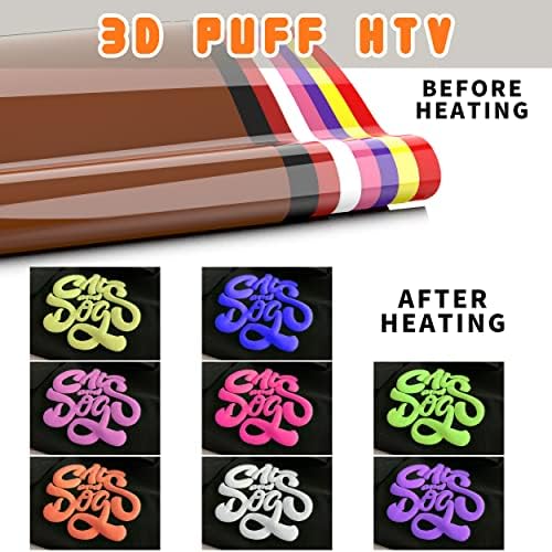 3D puf ısı transferi vinil-12 x 10 inç UV renk değiştiren vinil kabarık HTV 3 Yaprak demir on vinil ısı transferi DIY T shirt çanta