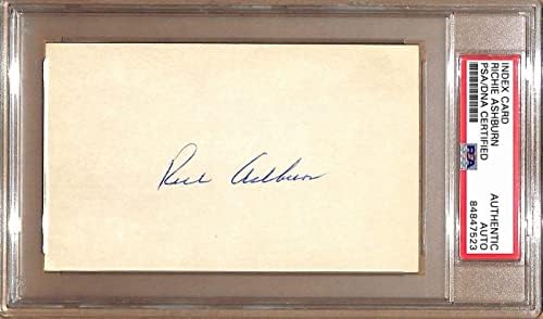 Richie Ashburn HOF İmzalı 3x5 Dizin Kartı Phillies PSA / DNA 179099-MLB İmzaları Kesti