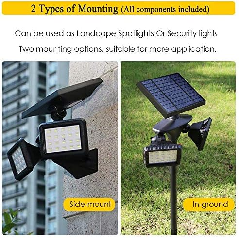 EMANER Hareket Sensörü Güneş ışığı açık, Alacakaranlıktan Şafağa Kablosuz Güvenlik LED projektör, 6000K Çok Parlak, Güneş Enerjili