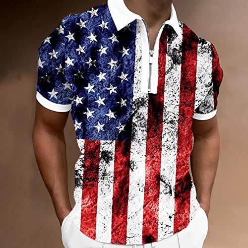 RUİRUİLİCO erkek 4th Temmuz Vatansever T Shirt 2023 Yaz Rahat Kısa Kollu Amerikan Bayrağı Gevşek Fit Spor Polos