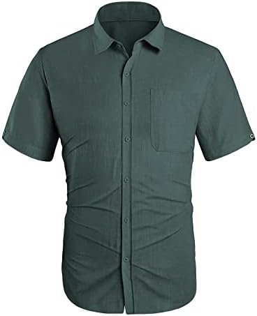 Erkek Kısa Kollu Plaj Gömlek Hafif Yaz Düğme Aşağı Gömlek Düz Tropikal Tatil T cepli gömlek