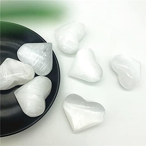 BİNNANFANG AC216 1 adet Cilalı Beyaz Selenit Taraklı Kristal Kalp Oyma Ev Dekorasyon Taşlar ve Mineraller Kristaller Şifa (renk : 60-80mm)