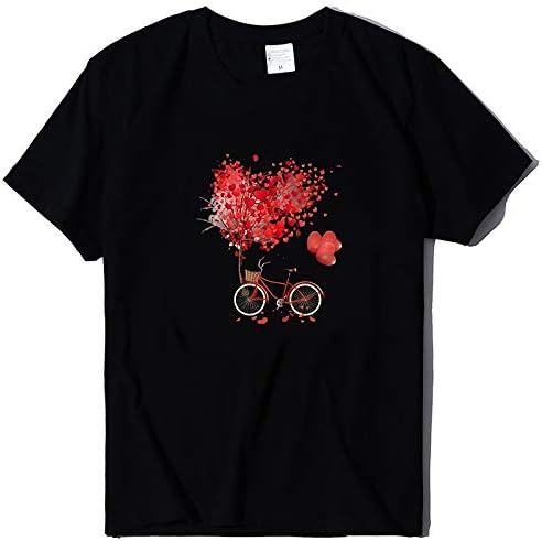 Sevgililer Günü T Shirt Kadınlar için Çiçek Kalp Baskı Tees Artı Boyutu Rahat Üstleri Moda Düz Renk Kazak