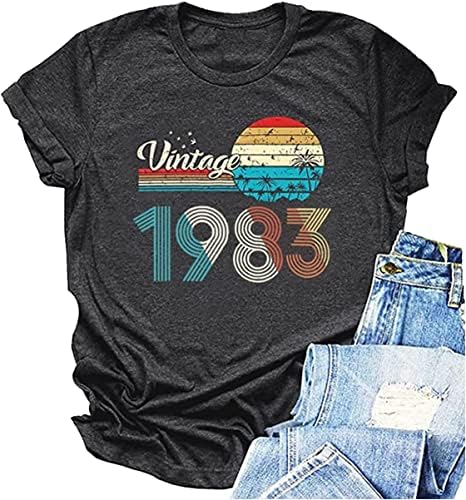 Vintage 1983 T Shirt Kadınlar için 40th Doğum Günü Gömlek Kadın Hediye Fikri Gömlek Doğum Günü Partisi Retro Tee Tops