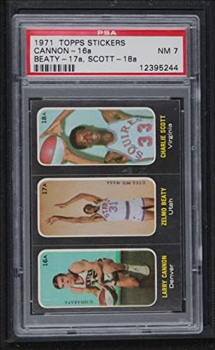 1971 Topps 16 Bir Larry Cannon / Zelmo Beaty / Charlie Scott Kısa Baskı Roketler / Yıldızlar-Bskb / Squires (Basketbol Kartı) PSA