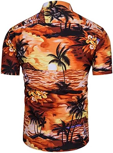 TUNEVUSE Mens Hawaiian Kısa Kollu Gömlek Takım Elbise Çiçek Baskı Takım Elbise Tropikal 2 ADET Setleri Düğme Aşağı Gömlek ve Şort Kıyafet