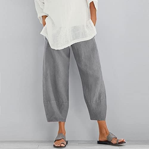 WOCACHİ Harem Sweatpants Kadınlar için, Yüksek Belli Elastik Kırpılmış Pantolon Rahat Yaz Baggy Geniş Bacak Dipleri Cepler ile
