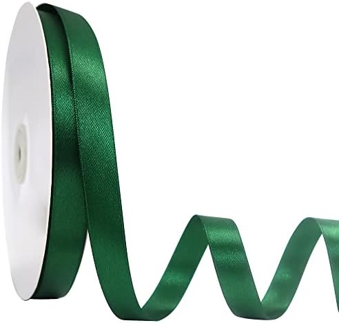 Maclemon 100 Metre Çift Yüzlü Orman Yeşili Saten Kurdele Hediye Paketi için 3/8 inç Genişliğinde Polyester Orman Yeşili Kurdele Düğünler