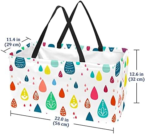 50L Alışveriş Çantaları Yağmur Desen Katlanabilir Alışveriş Kutusu alışveriş çantası Kulplu, Yeniden Kullanılabilir