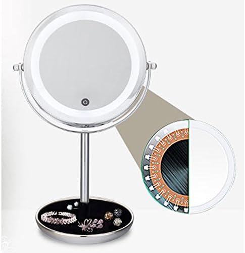 Kozmetik Ayna LED ışıklı Ayna Continental Çift Taraflı 360 Derece Döndür 5X Büyüteç Kozmetik Cilt Bakımı Tıraş ve Seyahat makyaj aynası