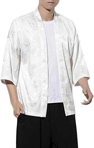 Erkek Gömlek Erkek Moda Hanfu Ceket Hırka Gevşek Peri Elbise Retro Tang Takım Elbise Büyük ve Uzun Şal Yaka Kazak