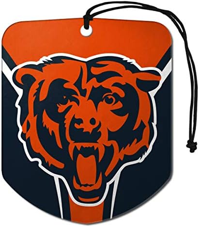 FANMATS 61565 NFL Chicago Bears Asılı Araba Hava Spreyi, 2 Paket, Siyah Buz Kokusu, koku giderici, Takım Logolu Kalkan Tasarımı