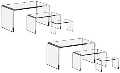 RJ Ekranlar-3 Adet-3 Adet Her Şeffaf Akrilik yükselticiler Ekran Standı Vitrin Takı, Hediyeler ve Koleksiyon Boyutları 5 3/8, 6 3/8,