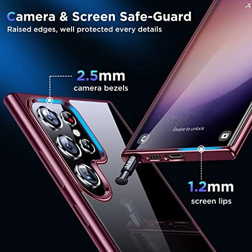 Samsung Galaxy S23 Ultra Kılıf için Humixx Ultra Clear, [Asla Sarı] [Mil Sınıfı Darbeye Dayanıklı Koruma] 2X Esnek Ekran Koruyucu +