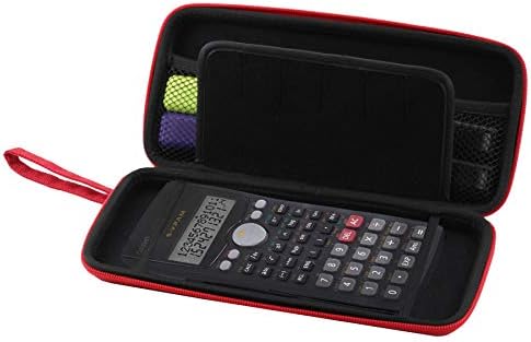 Navitech Kırmızı Grafik Hesap Makinesi Sert Çanta/Kapaklı çanta Casio FC-100V-S-UH ile uyumlu