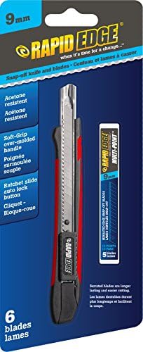 Asetona Dayanıklı Saplı Hızlı Kenarlı Çok Amaçlı 9mm Tırtıklı Geçmeli Maket Bıçağı (5 paket Tırtıklı Geçmeli tıraş Bıçağı içerir)