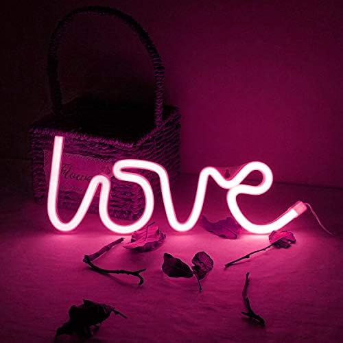 Aşk LED Neon ışık, USB / akülü kalp şeklinde Neon burcu lamba, dekoratif gece lambası duvar dekor yatak odası oturma odası çocuk odası