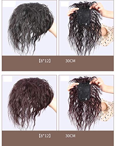14 Kabarık İnsan Saç Topper Saç İnceltme için Saçak ile, Kinky Kıvırcık Topper Kadınlar 100 % Remy İnsan saç parçası Doğal Siyah 8x12