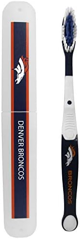 Siskiyou Spor NFL Denver Broncos Unisex Seyahat Seti Diş Fırçası ve Seyahat Çantası, Beyaz, Bir Boyut