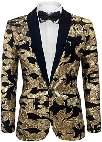 Apocrypha Erkekler Sequins Çiçek Blazer Takım Elbise Ceket Akşam Yemeği Balo Düğün Smokin