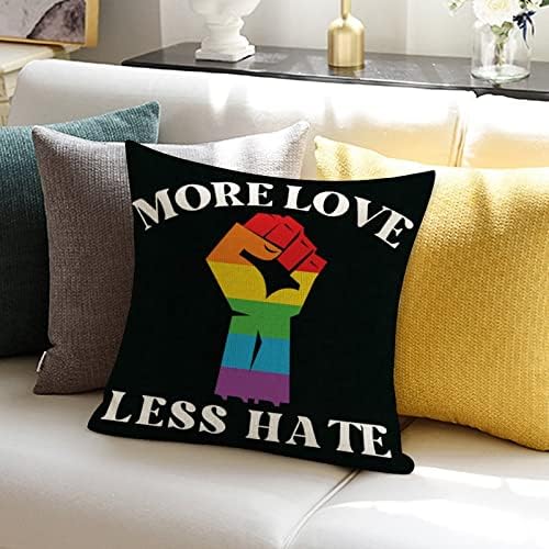 Daha Fazla Aşk Daha Az Nefret Atmak Yastık Örtüsü sevgililer Günü Yastık Kılıfı Gökkuşağı Gurur Eşcinsel Lezbiyen Aynı Seks LGBTQ minder
