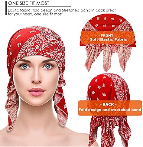 ASHİLİSİA 2 Adet Kadın Kemo Şapka Türban Bere, Önceden Bağlı Headwraps Şapkalar Bandana Saç Dökülmesi için