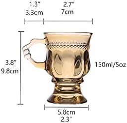 Klasik bira kupası Fransız Vintage bira kupası, Amber Kabartmalı Küçük cam saplı, cam kırmızı şarap şişesi, Kahverengi Süt çay bardağı